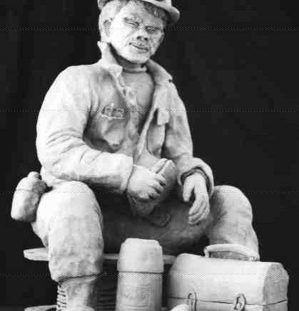 Colette Jacques created this 24-inch clay sculpture, titled Lunch break, over a year ago. It has since been on display at the Elliot Lake Nuclear and Mining Museum.
