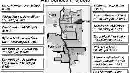 A list of projects being developed in the Athabasca oil sands.