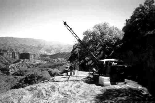 Drilling into the Dolores property's eastern zone during the late 1990s.