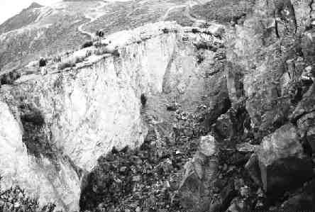 Old open-pit workings at the Machacala property in Peru.