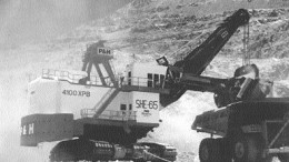 A P&H 4100XPB shovel at work in the newly expanded Escondida copper mine in Chile.