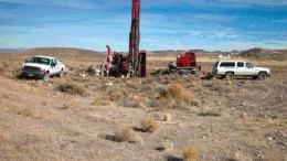 Drilling into the Gemfield deposit on Metallic Ventures' Goldfield property south of Reno.