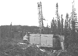 A drill rig turns on the Renard 3 kimberlite, one of eight diamond-bearing kimberlites on Ashton's Foxtrot property in the Otish Mountains region of northern Quebec.