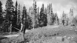 Overburden stripping at the Treasure Box showing, southwest of Red Lake, Ont.