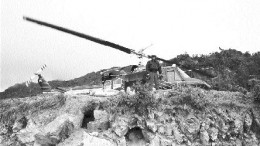 A pilot prepares for takeoff from a heli-pad at the Angostura property.