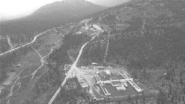 An aerial view of the Julietta camp in Far Eastern Russia with the mill in the distance.