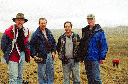 From left: First Associates Analyst Don Poirier, RBC Dominion Securities Investment Advisor Tad Bartkiewicz, IMA "Qualified Person" Paul Lhotka, and IMA Director Sean Hurd stand together at IMA's Navidad property in Chubut province, southern Argentina.