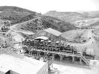 The ball mill, crusher and flotation circuit at the El Cubo gold-silver mine in Guanajuato state, Mexico.