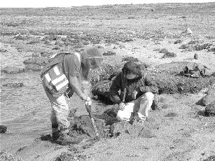 Project Manager Ken Hicks and Dunsmuir Ventures President Art Ettlinger taking samples at the Nanuq project in Nunavut.