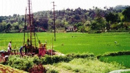 A drill turns on the Tiberon Nui Phao tungsten project, situated 80 km northwest of Hanoi.