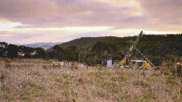 A drill rig explores Newcrest Mining's Cadia East gold project in southeastern Australia. The underground resource now stands at 7 million oz. gold-equivalent.