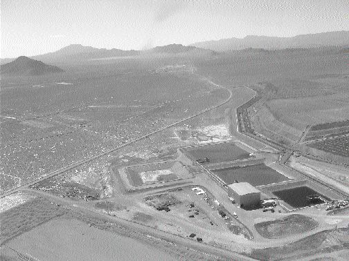 Aerial view of the heap-leach facilities near the Pipeline pit at Placer Dome and Rio Tinto's Cortez gold-mining complex in Nevada.