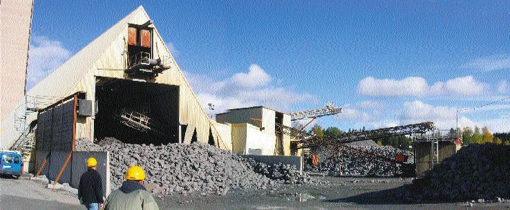 The ore-processing facilities at the Zinkgruvan lead-zinc mine, 200 km southwest of Stockholm, Sweden. The mine is owned by Rio Tinto and Lundin Mining.