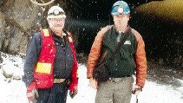 Photo by Pattie BealesVal Pratico, contract geologist (left), and David Webb, president of Tyhee Development, stand in front of the entrance to the Ormsby decline.