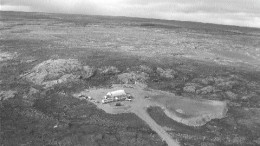 An aerial view of the Jericho diamond property portal and bulk-sampling pad in Nunavut.