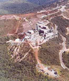 Aerial photo of AngloGold Ashanti's Cuiab gold mine in southeastern Brazil. The mine's expansion will see production rise to 250,000 oz. annually and the mine life extended until 2019.