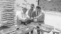 From left: Lumina Copper's Chilean General Manager John Selters, Vice-President of Exploration Leo Hathaway and Chairman Ross Beaty examine core at the Regalito copper project in northern Chile.