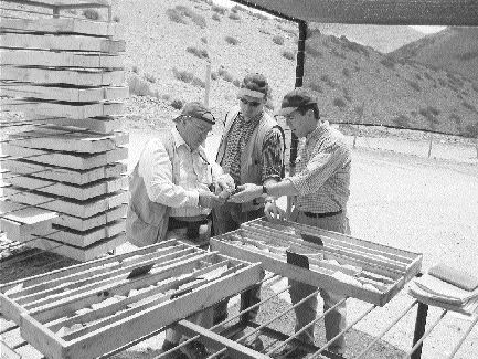 From left: Lumina Copper's Chilean General Manager John Selters, Vice-President of Exploration Leo Hathaway and Chairman Ross Beaty examine core at the Regalito copper project in northern Chile.