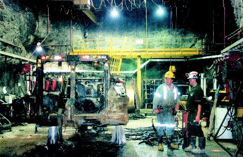 Photo by John CummingUnderground workers in Newmont Mining's No. 2 shaft (formerly named the Holloway mine) at the Holt-McDermott gold-mining complex in northeastern Ontario.