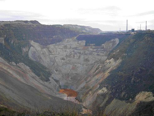 Open-pit operations in the Bor copper-gold district of Serbia.