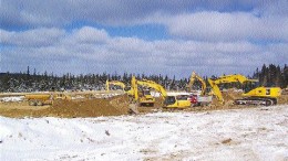 Construction of the settling ponds at Aur Resources' Duck Pond zinc-copper mine in Newfoundland.