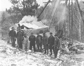 Drilling crew at Strathcona Mines' Sultana property near Kenora, Ont., in 1960.