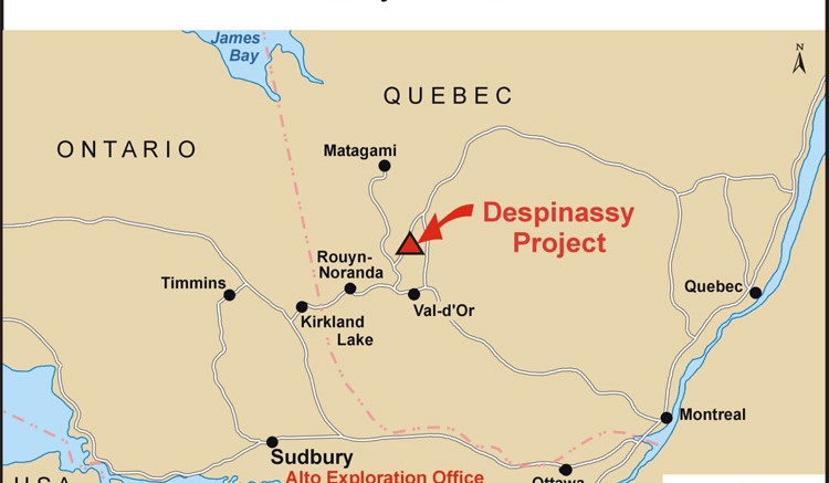 Location of Alto Ventures' Despinassy gold project