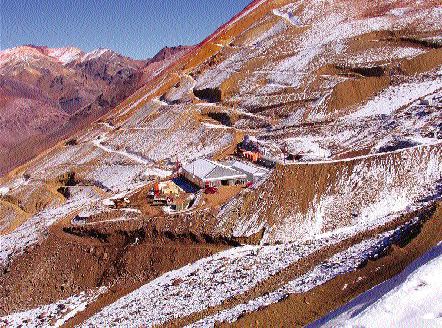 The Pimenton camp, on a slope in the Chilean Andes.