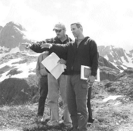 From left: Pat Bell, minister of state for mining in British Columbia, Scott Petsel, senior geologist for NovaGold Resources, at the Galore Creek gold-silver-copper project in the historic Stikine gold belt of northwestern British Columbia, 150 km northeast of Stewart.