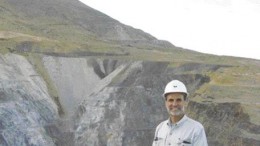 Atna Resources President and CEO David Watkins stands in front of the CX pit, part of the Pinson gold project in Nevada's Getchell gold belt. Recent drilling by Atna confirmed the high-grade nature of the principal feeder structures beneath the CX pit.