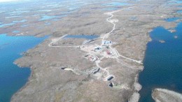 An aerial view looking west over De Beers' Snap Lake diamond project, 200 km northeast of Yellowknife, N.W.T.