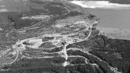 Amerigo Resources' Minera Valle Central facility with the flooded Colihues tailings impoundment (upper right) and the fresh tailings slurry channel (upper left) coming from Codelco's El Teniente mine.