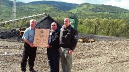 At the opening of Pine Valley Mining's Willow Creek coal mine in B.C., from left: the Honourable Bill Bennett, B.C.'s minister of state for mining; Graham MacKenzie, Pine Valley Mining president and CEO; and Blair Lekstrom, member of the legislative assembly for Peace River South, B.C.