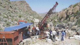 A Major Drilling rig tests hole no. 3 at the la Blanca prospect on the War Eagle Mining's Tres Marias concessions in Chihuahua state, Mexico.