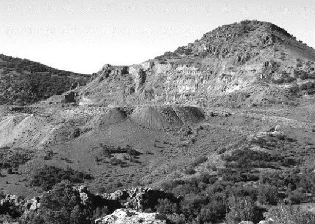 Lookout Mountain and previous workings on Staccato Gold Resources' South Eureka property in Nevada.