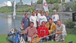 In summer 2005, Chief Glenn Nolan (centre, red sweater) of the Missanabie Cree First Nation, led a canoe trip to commemorate the 100th anniversary of the signing of Treaty 9, which encompasses the northern portion of Ontario. The 3-month journey involved celebrations in many of the 49 communities inside the treaty boundaries and concluded with a ceremony in Canada's capital, Ottawa. Nolan is a PDAC director and a member of the association's Aboriginal Affairs Committee.