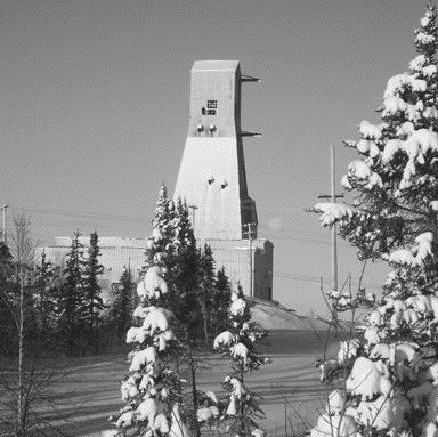 An old headframe at the Lynn Lake nickel mine, which has been stripped of most of its supporting infrastructure over the years.