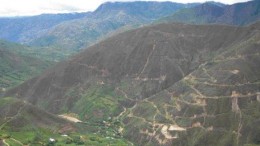 A view of the switchbacks on the side of Rio Tinto's La Granja copper deposit in Peru.