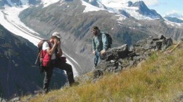 Jim Logan of the British Columbia Geological Survey (left) and NovaGold Resources' senior geologist Bruce Otto explore the Copper Canyon zone, part of the company's Galore Creek copper-gold-silver project in the historic Stikine bold belt of northwestern British Columbia. The mineralization at Copper Canyon is developed in breccia bodies.