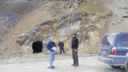 By Rob RobertsonMine workings near the northern end of the main zone at Bear Creek Mining's Corani silver-lead project in the Andes of southern Peru. From left: James Dartnell, mining analyst with Wolverton Securities, and David Volkert, Bear Creek Mining's vice-president of exploration. Newsletter writer David Coffin is in the background.