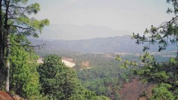 The tailings dump, slightly left of centre, at Genco Resources' La Guitarra silver-gold mine in Temascaltpec, Mexico.