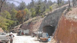 GLAMISA portal at Glamis Golds El Sauzal gold mine in Mexico. The mine is exceeding production forecasts and is offsetting problems at other operations in Latin America.