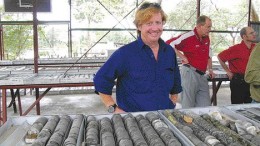 TNM ARCHIVESEquinox Minerals' chief exploration geologist Greg Winch stands with core from the Chimiwungo deposit in Zambia. Chimiwungo is one of two pits -- Malundwe being the other -- that make up the Lumwana copper project.