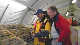 VIVIAN DANIELSONPacifica exploration manager John O'Donnell (left) and company president Harlan Meade examine core from the Selwyn lead-zinc project.