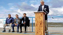 ALISHA HIYATEAt the official opening of the Jericho diamond mine in Nunavut, from left: James Eetoolook, first vice-president of Nunavut Tunngavik; Donald Havioyak, president of the Kitikmeot Inuit Association; Paul Okalik, premier of Nunavut; and Peter Gillin, chairman and CEO of Tahera Diamond.