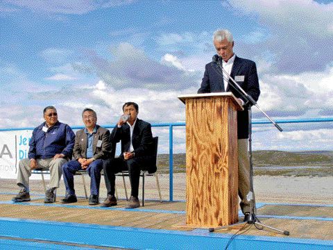 ALISHA HIYATEAt the official opening of the Jericho diamond mine in Nunavut, from left: James Eetoolook, first vice-president of Nunavut Tunngavik; Donald Havioyak, president of the Kitikmeot Inuit Association; Paul Okalik, premier of Nunavut; and Peter Gillin, chairman and CEO of Tahera Diamond.