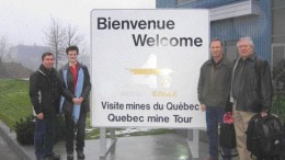 BY VIRGINIA HEFFERNANTouring Agnico-Eagle Mine's LaRonde gold complex in northern Quebec's Val d'Or camp. From left: Paul-Henri Girard, Agnico-Eagle's manager of technical services; Carol Plummer, manager of the Lapa gold project; Agnico-Eagle vice-chairman and CEO Sean Boyd; and Ebe Scherkus, the company's president and COO.