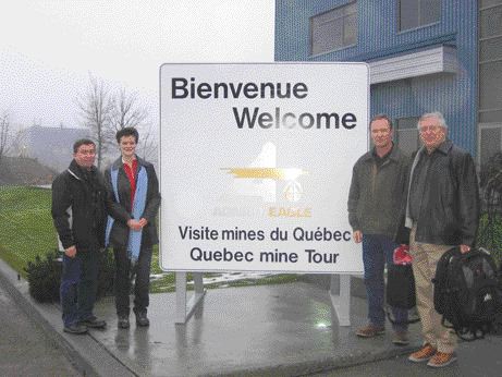 BY VIRGINIA HEFFERNANTouring Agnico-Eagle Mine's LaRonde gold complex in northern Quebec's Val d'Or camp. From left: Paul-Henri Girard, Agnico-Eagle's manager of technical services; Carol Plummer, manager of the Lapa gold project; Agnico-Eagle vice-chairman and CEO Sean Boyd; and Ebe Scherkus, the company's president and COO.