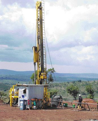 BY XSTRATADrilling on Kabanga, about 40 km south of Ngara. Kabanga now has an indicated resource of 9.7 million tonnes grading 2.37% nickel, 0.32% copper, 0.19% cobalt, 0.04 gram gold per tonne, 0.07 gram platinum, 0.09 gram palladium and 1.04 grams silver.