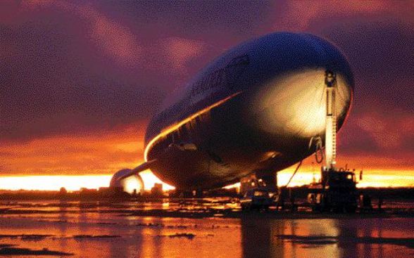 BELL GEOSPACEA Zeppelin after a heavy rainstorm in Jwaneng, Botswana. The airship uses an airborne gravity gradiometer provided by Houston, Tex.-based Bell GeoSpace.